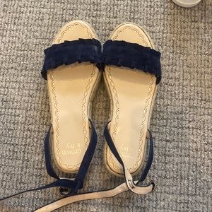 Crown and Ivy blue suede sandals